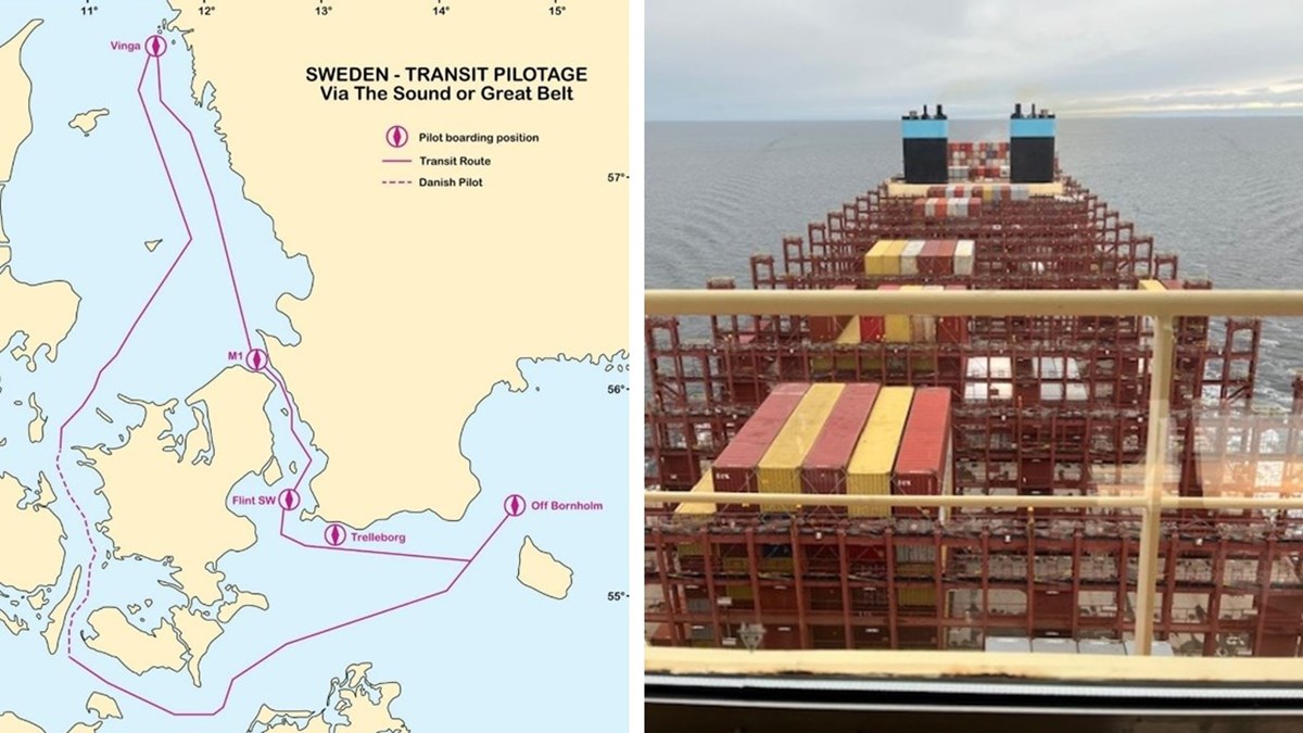 Karta över öppensjölotsning och Manila Maersk från brygganch